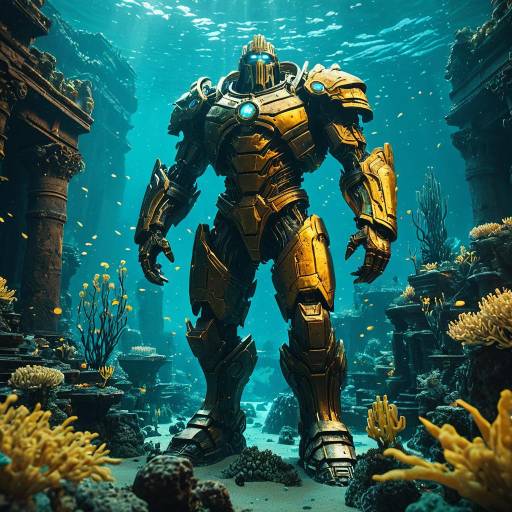 Majestic Golden Titan in Sunken Ancient City