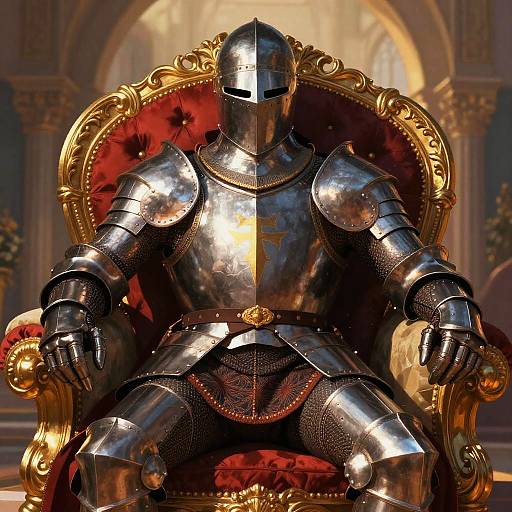 Majestic Knight in Armor on Throne