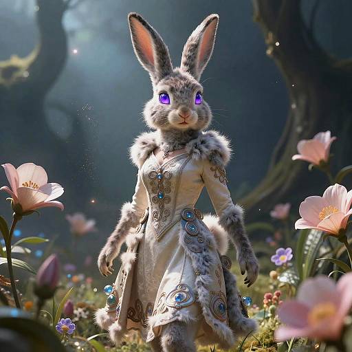 Confident Female Rabbit in Enchanted Glade