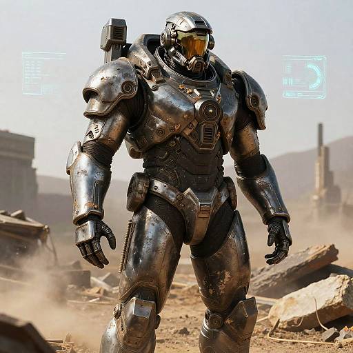 Dystopian Warrior in Sci-Fi Exoskeleton