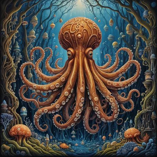 Mystical Underwater Realm with Octopus Mystical Underwater Realm with Octopus