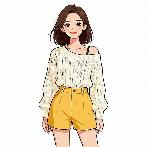 Smiling Woman in Casual Chic Outfit