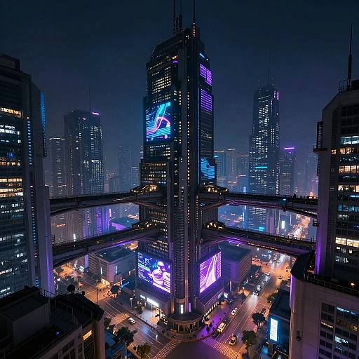 Cyberpunk Metropolis with Sky Bridges