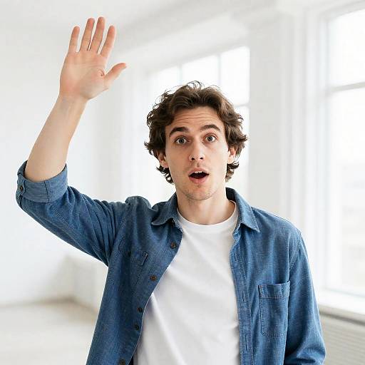 Surprised Man in Bright Indoor Setting