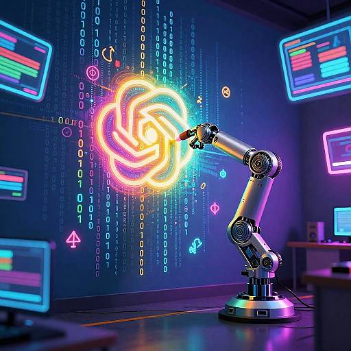 Robotic Arm Painting Futuristic Mural