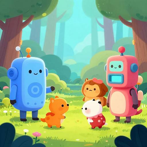 Surreal AI and Cartoon Animal Forest