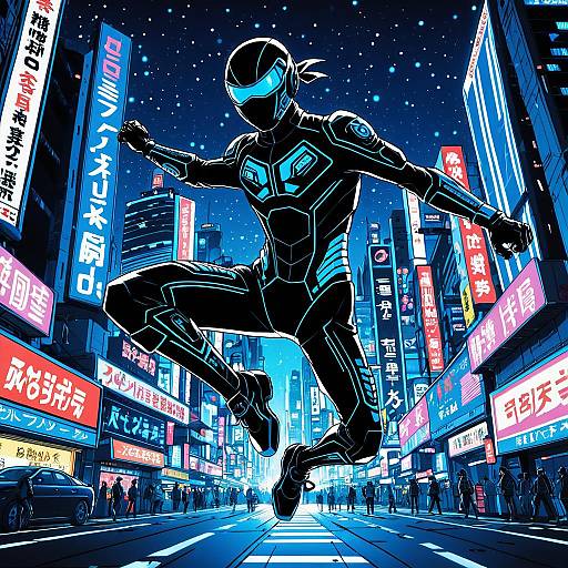 Futuristic Cyber Ninja in Action