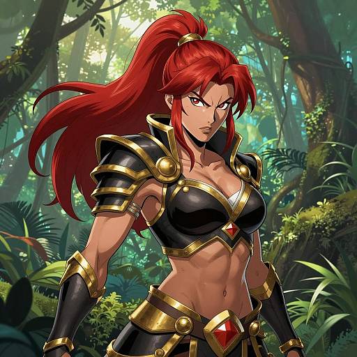 Fierce Warrior Woman in Lush Jungle