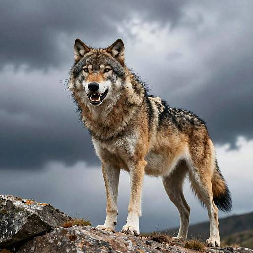 Epic Wolf on Rocky Cliff