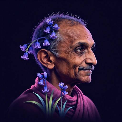 Neon Bloom: Prickly Rami Malek Silhouette