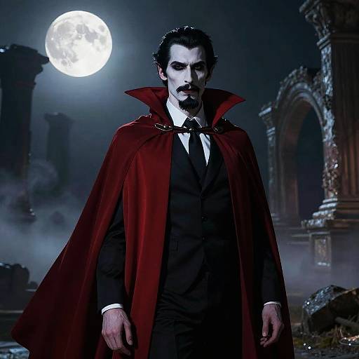 Elegant Vampire in Dark Fantasy Ruins