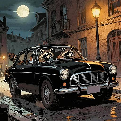 Raccoon Mafia Vintage Car Chase