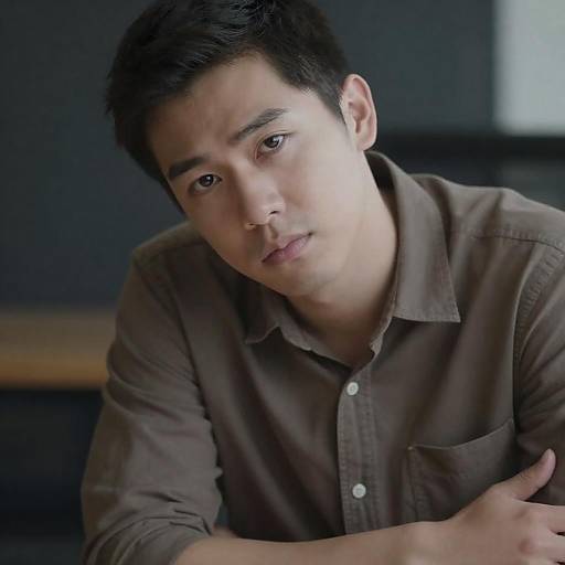 Brooding Young Man Portrait in Brown