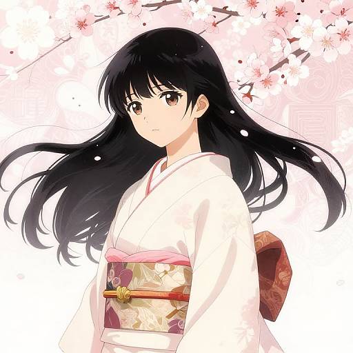 Serene Anime Girl in Kimono