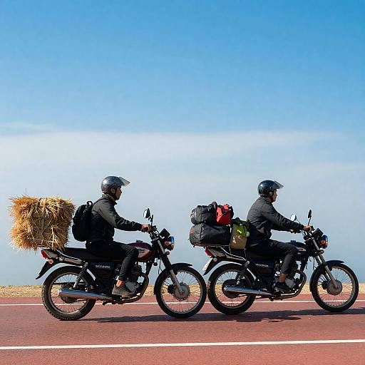 Motorcyclists on a Scenic Red Road