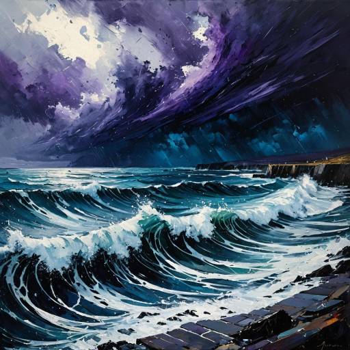 Abstract Oil Painting of Stormy Sea Abstract Oil Painting of Stormy Sea