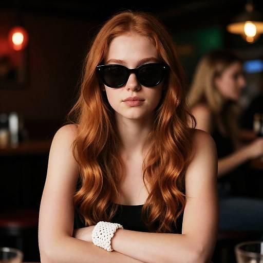 Dimly Lit Bar Portrait of Young Women