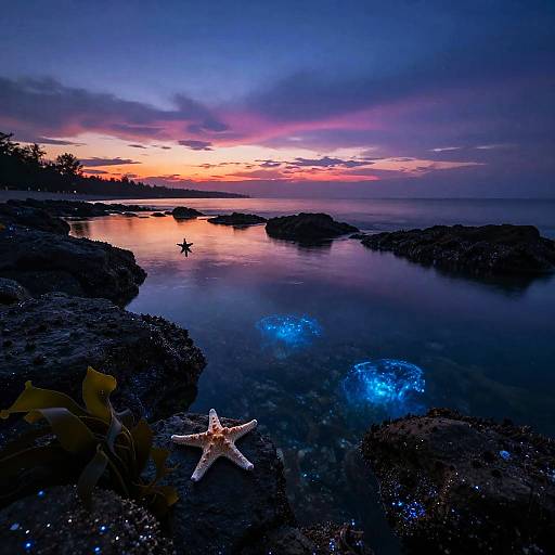 Bioluminescent Rockpool at Dusk