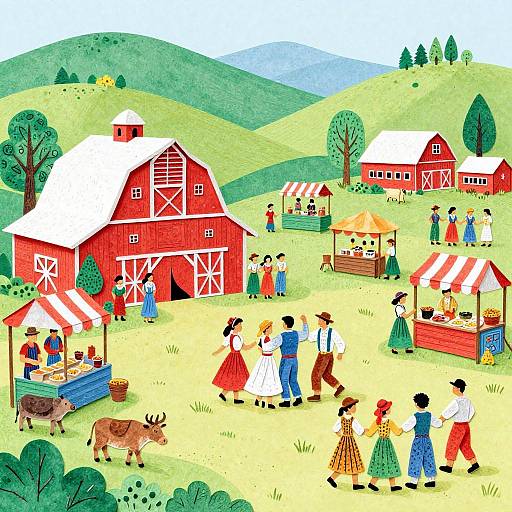 Colorful Paper Art Farmers Market Festival