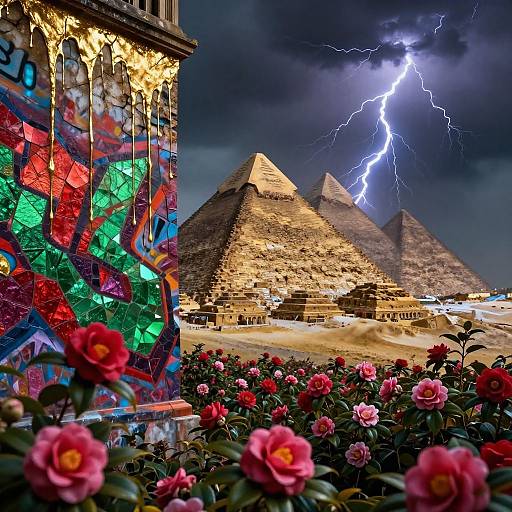 Surreal Metallic Graffiti Landscape