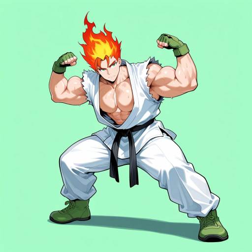 Muscular Male in Vibrant Green Setting Muscular Male in Vibrant Green Setting