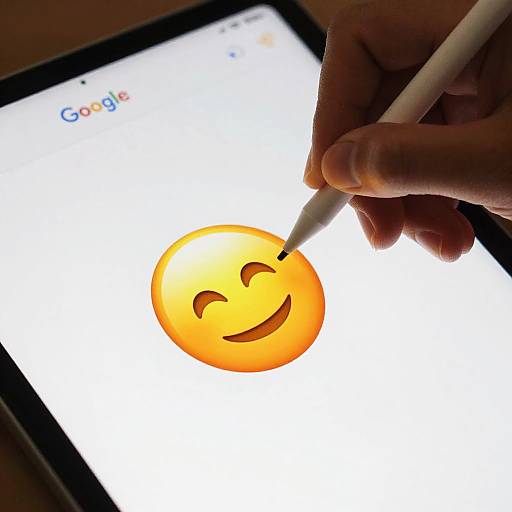 Stylus Drawing Emoji on Tablet