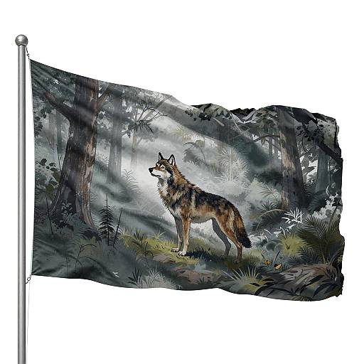 Romantic Lone Wolf Flag Illustration