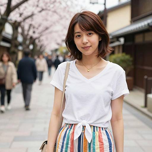 Hourglass Woman in Kyoto Cherry Blossoms
