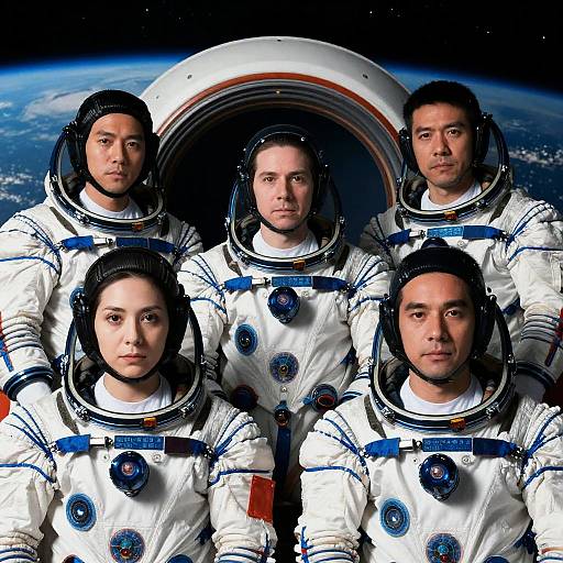 Serious Astronauts in Space Together