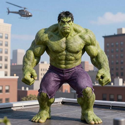 Hulk Standing on Urban Rooftop