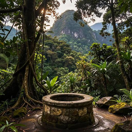 Majestic Rainforest with Ancient Stone Well