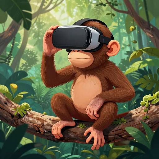 Comic Jungle Scene with Monty Monkey