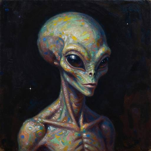 Luminous Humanoid Alien Oil Portrait
