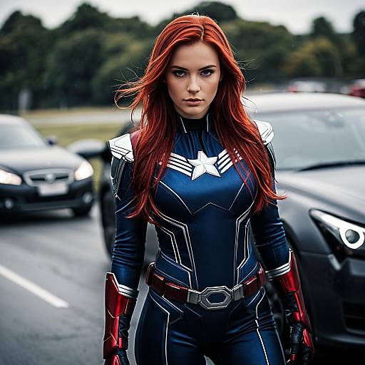 Woman in Avengers-Inspired Superhero Costume