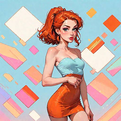 Ginger Ponytail Girl in Short Dress