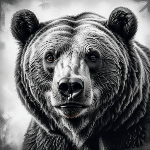 Majestic Bear Portrait in Vintage Style
