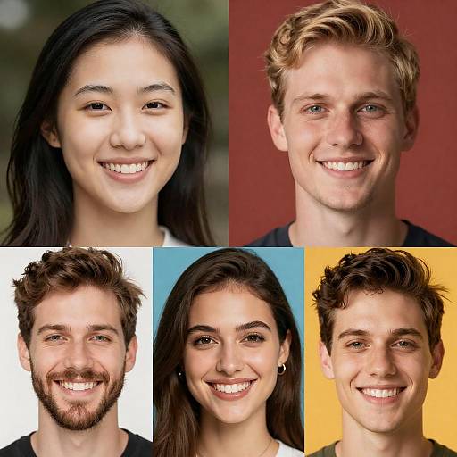 Diverse Smiling Portraits with Vivid Backgrounds