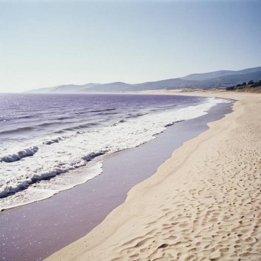 Surreal Dreamscape Beach with Lavender Hills