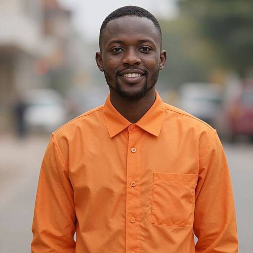 Dark-Skinned Male in Orange Jacket