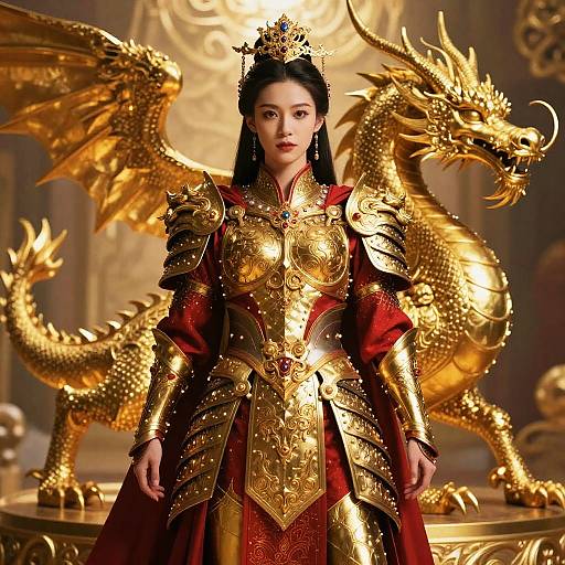 Valiant Warrior with Golden Dragon