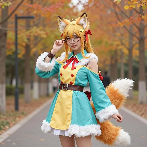 Vibrant Autumn Fox Cosplay Scene