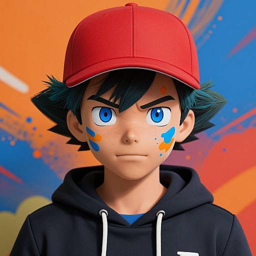 Vibrant Realistic Ash Ketchum Portrait