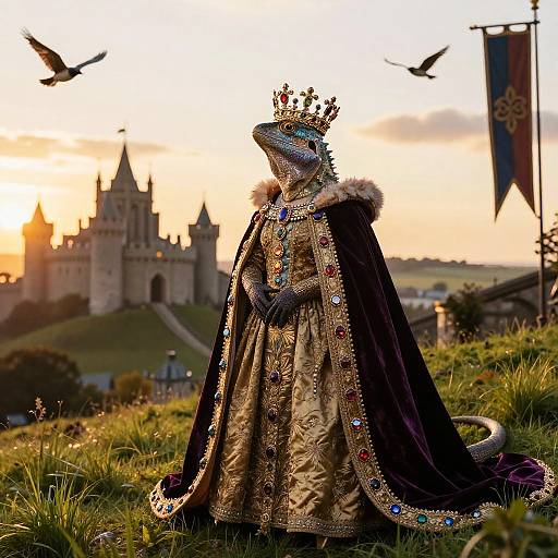 Majestic Lizard Queen in Regal Attire