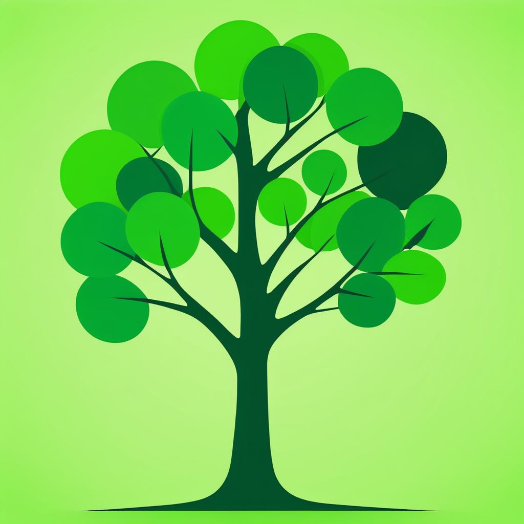 Minimalist Green Tree Side Portrait Illustration