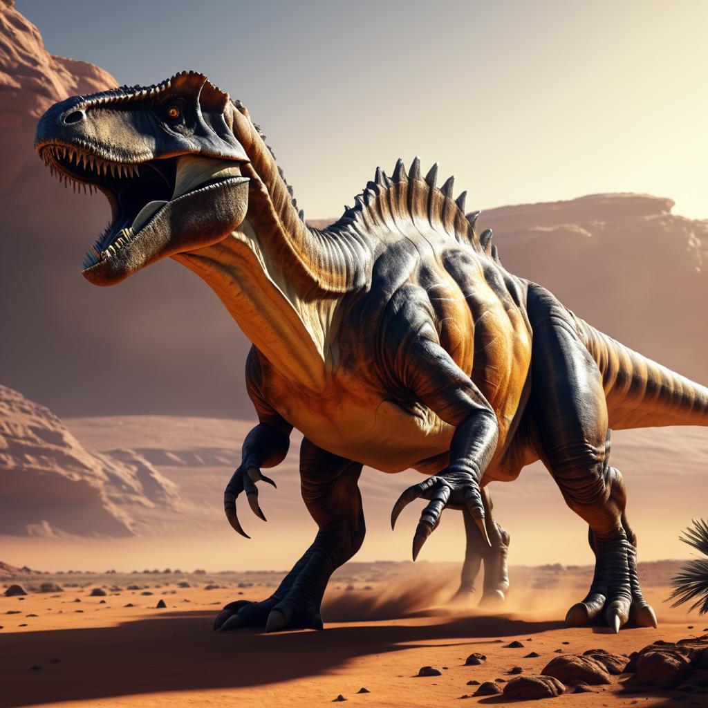 Alien Allosaurus on Mars in UHD