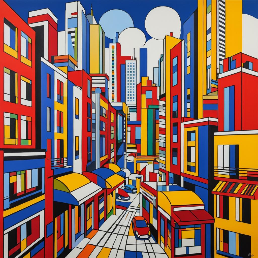 Vibrant Cityscape with Artistic Layers