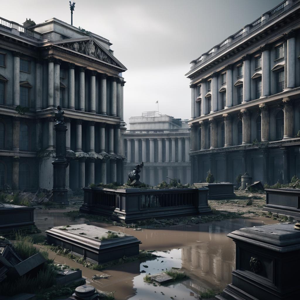 Ruined Buckingham Palace in Apocalypse