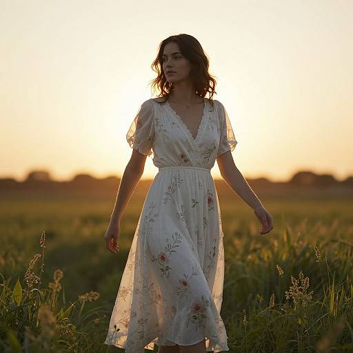 Ethereal Woman at Sunset Walk