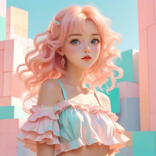 Radiant Anime Girl in Pastel Colors