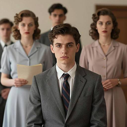 1940s Style Portrait with Serious Focus